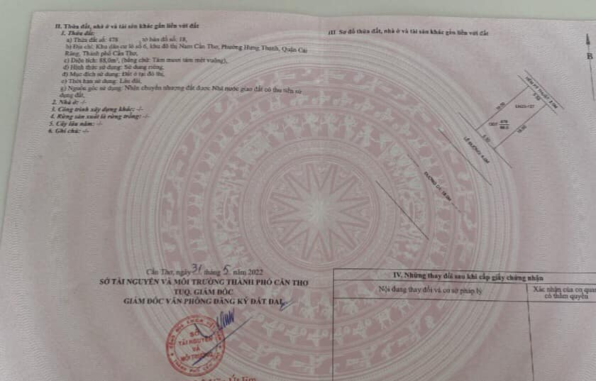 Bán Cặp góc 2 mt d1 và d17 kdc hồng loan, Hưng Thạnh, Cái Răng, Cần Thơ 