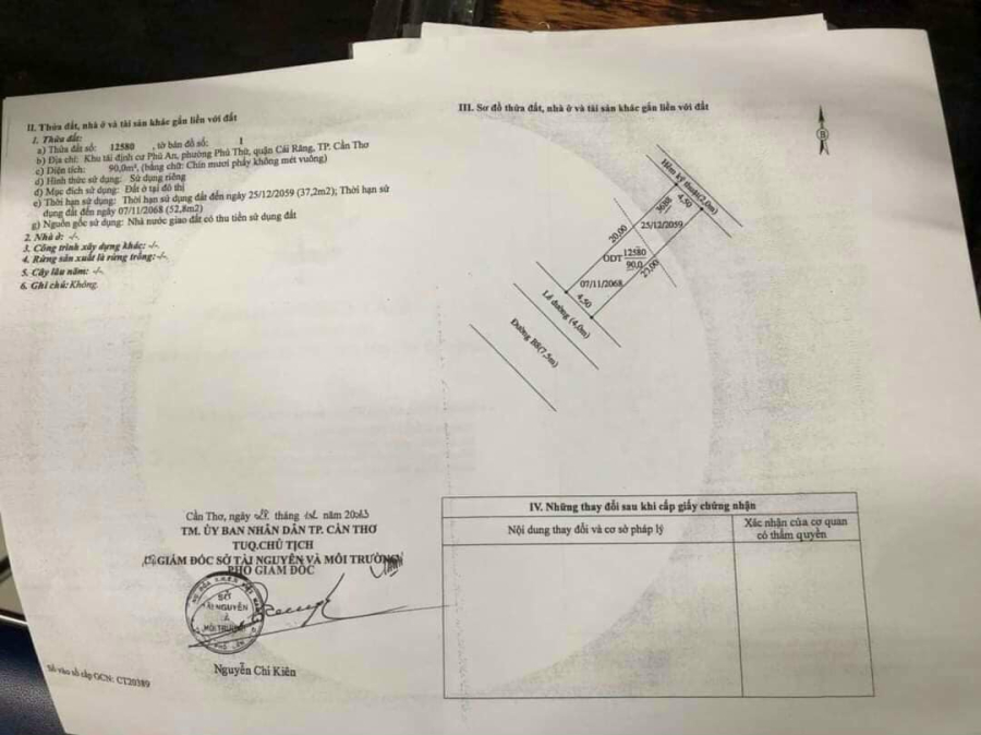 CHỦ GỬI: Bán nền đường B8 KDC Phú An, Phú Thứ, Cái Răng, Cần Thơ 