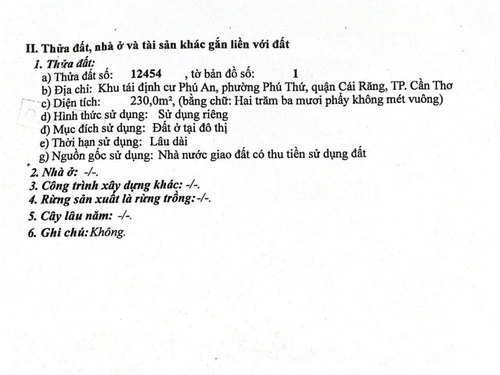 Bán nền biệt thự 230m2 đường B9 khu dân cư Phú An, phường Phú Thứ, quận Cái Răng, thành phố Cần Thơ